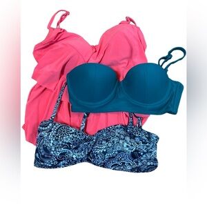 3 Piece Bundle of Bikini Tops & Tankini Top - Size S/M EUC